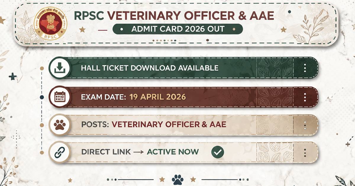 rpsc veterinary officer aae admit card 2026